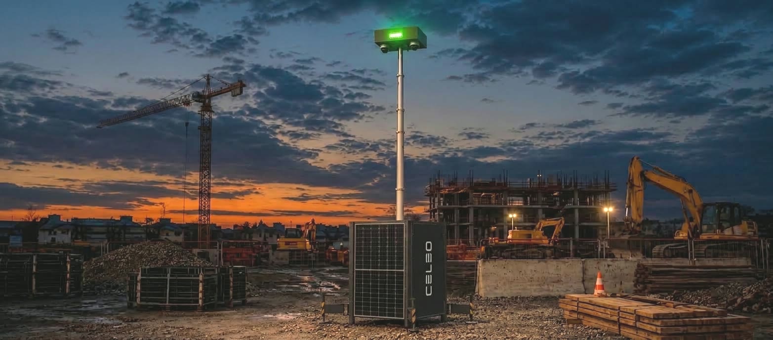 Tour de vidéosurveillance autonome CELEO Protect, dômes PTZ 360° et mât télescopique